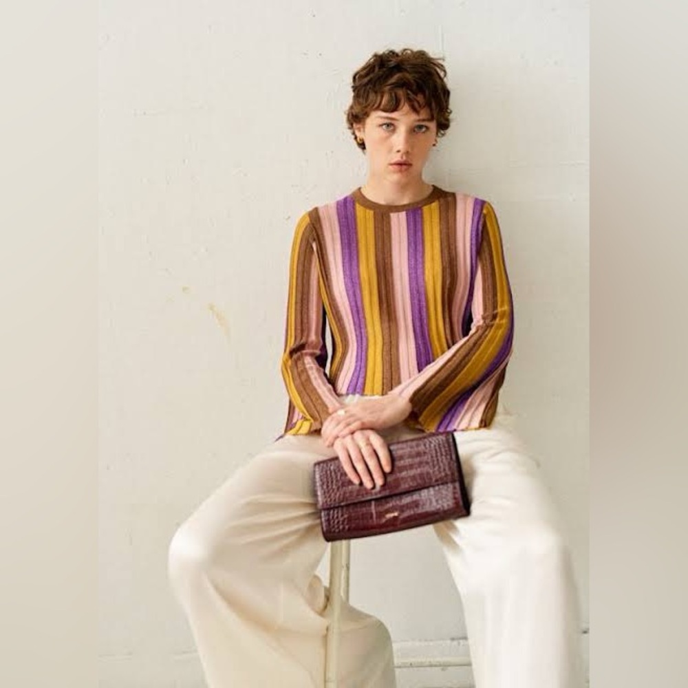 NWT Sezane Pull Lycia - Rayures Violet Rose in size XS